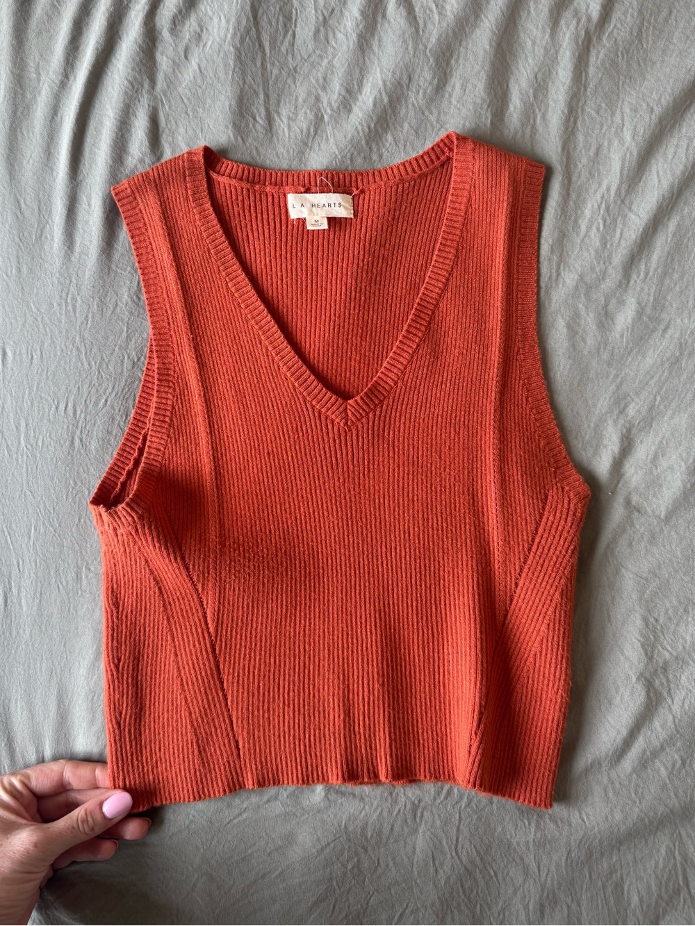 Pacsun Rust Ribbed V-Neck Sleeveless Knit Tank